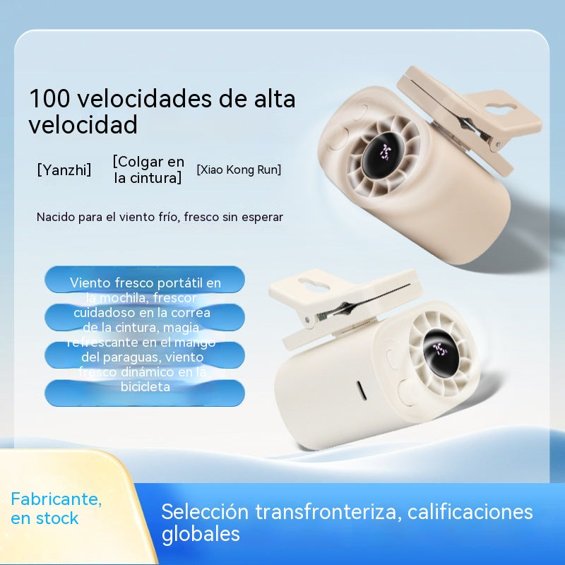 🔥 AR29 Ventilador portátil recargable con clip – 100 velocidades y potente flujo de aire