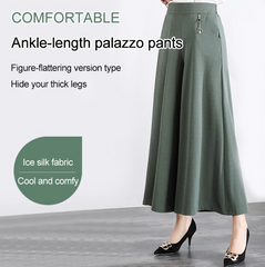 ❤️【39%OFF】❤️❤️【M-5XL】2025 Nuevos pantalones hasta el tobillo de seda helada de pierna ancha para mujer de verano