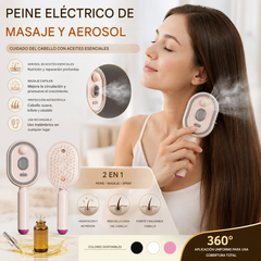 📢📢¡Oferta especial! ⏰Peine de masaje eléctrico con airbag, spray y aceite esencial, peine para nutrir y rociar el cabello✨🔥