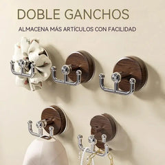 【5 pieza】⏰Últimas 4 horas: Gran oferta 🔥Gancho de ventosa multifuncional con veta de madera