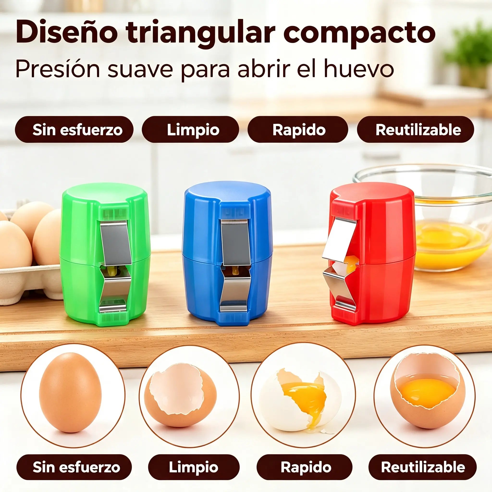 【3 piezas】🍳 Rompehuevos rápido: rompe cientos de huevos más rápido y de forma más limpia 🔥