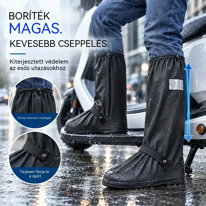 Tökéletes esővédelem! Magas szárú, vízálló cipővédők (40 cm magasak)! Vastagított, csúszásgátló talp · Tartós PVC anyag!