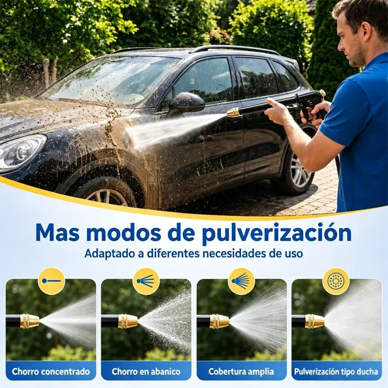 💦 Pistola de lavado a alta presión con boquilla de cobre 360° – Dos modos de chorro, mango largo, ideal para coche y hogar 🚗🔧