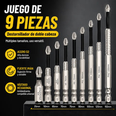 🧰⚒️ 【Puntas de destornillador antideslizantes K5 [25-150L] Juego de nueve piezas】Destornillador Phillips antideslizante, taladro eléctrico magnético súper duro y potente