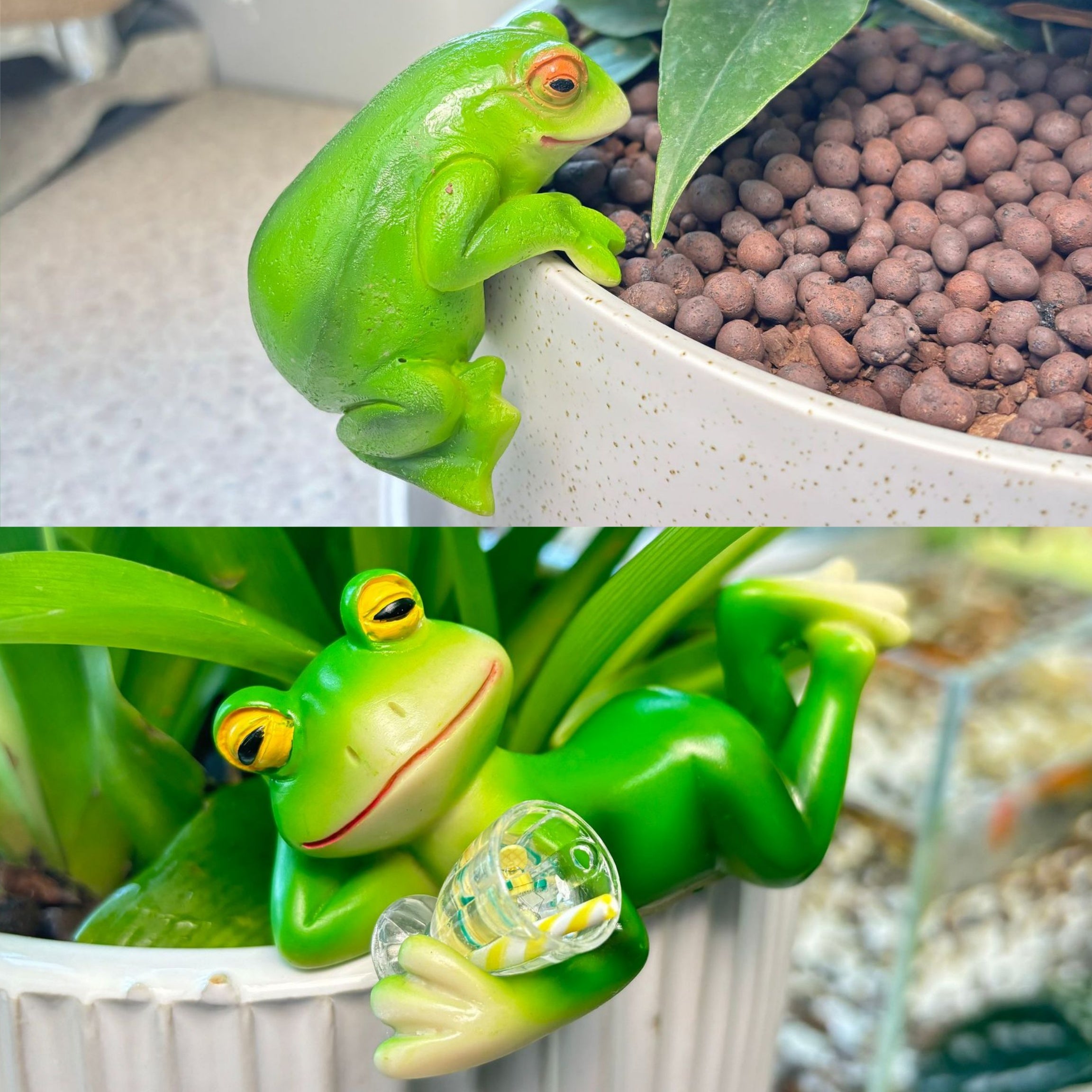 【Compra 1 y recibe 1 gratis】🐸🍷 2PCS Rana Borrachita para Macetas – Decoración Divertida de Resina para Jardín, Balcón y Hogar 🌿✨