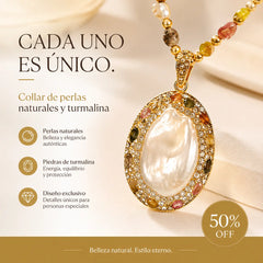 Collar barroco natural de perlas y turmalina