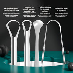 【Juego de 4 piezas】Juego de raspadores de lengua de acero inoxidable