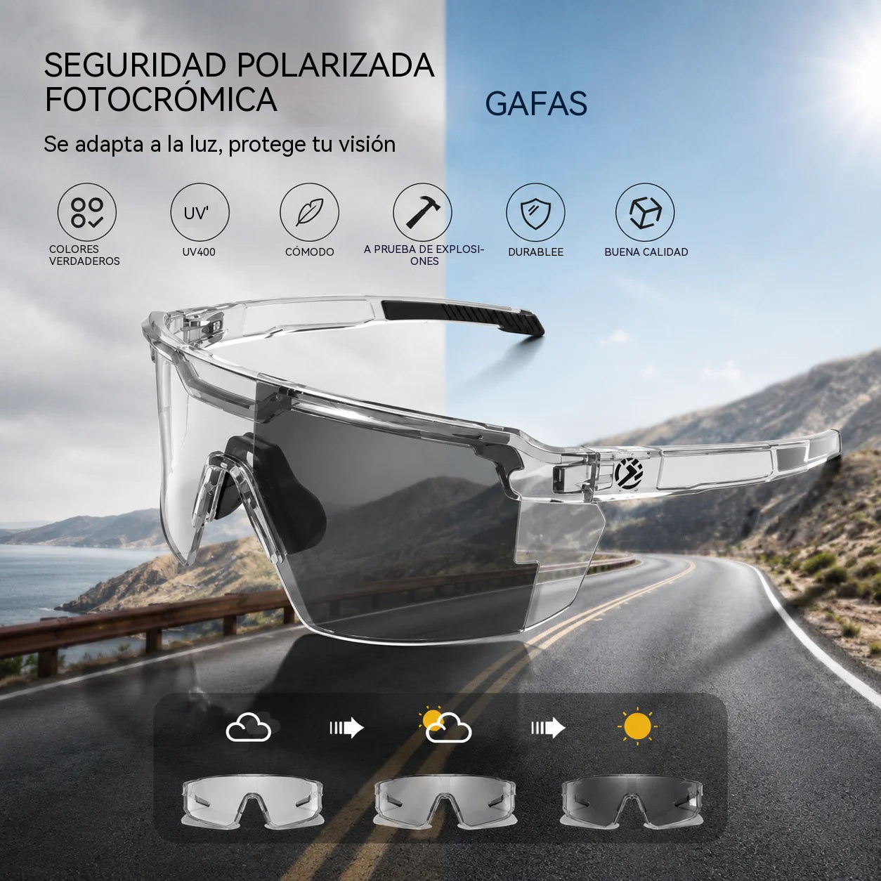 ☀️🕶️Gafas de seguridad fotocromáticas polarizadas UV400 – 🥇Gafas resistentes a los impactos para deportes al aire libre y trabajo✨