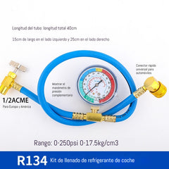 🔧❄️ Manguera de recarga de refrigerante AC R134a con manómetro – Antifugas, fácil de leer y compatible con coches, camiones o aire acondicionado doméstico – Recarga DIY segura 🚗