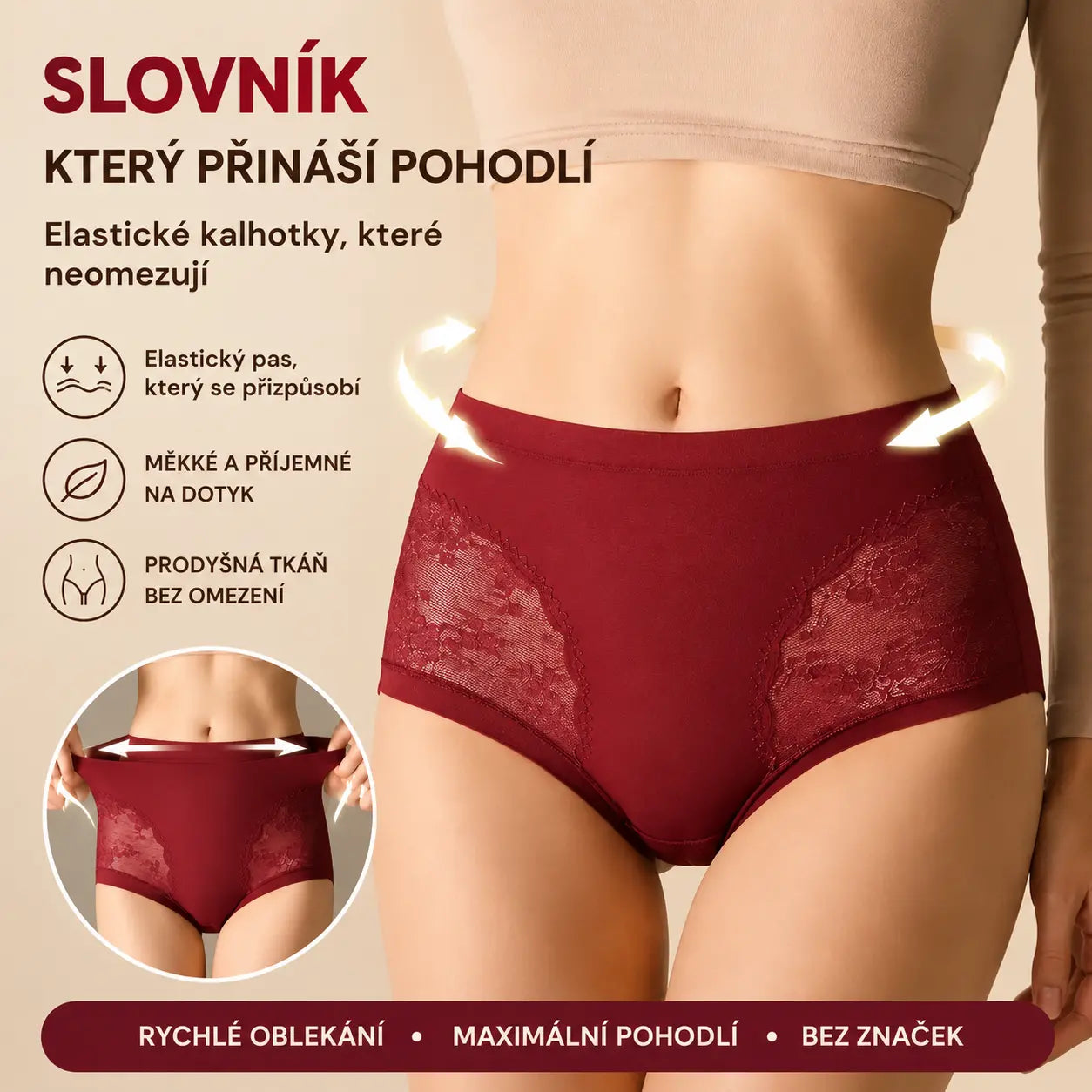 【5dílná sada】【40-80 kg】Dámské vysoce elastické bezešvé krajkové kalhotky pro kontrolu bříška, tvarování a zpevnění zadečku – jeden kus od každé barvy