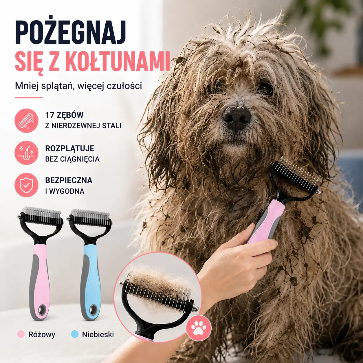 🐶【Kup 1 dostań 1 za darmo】Dwustronna szczotka do pielęgnacji i usuwania sierści zwierząt domowych