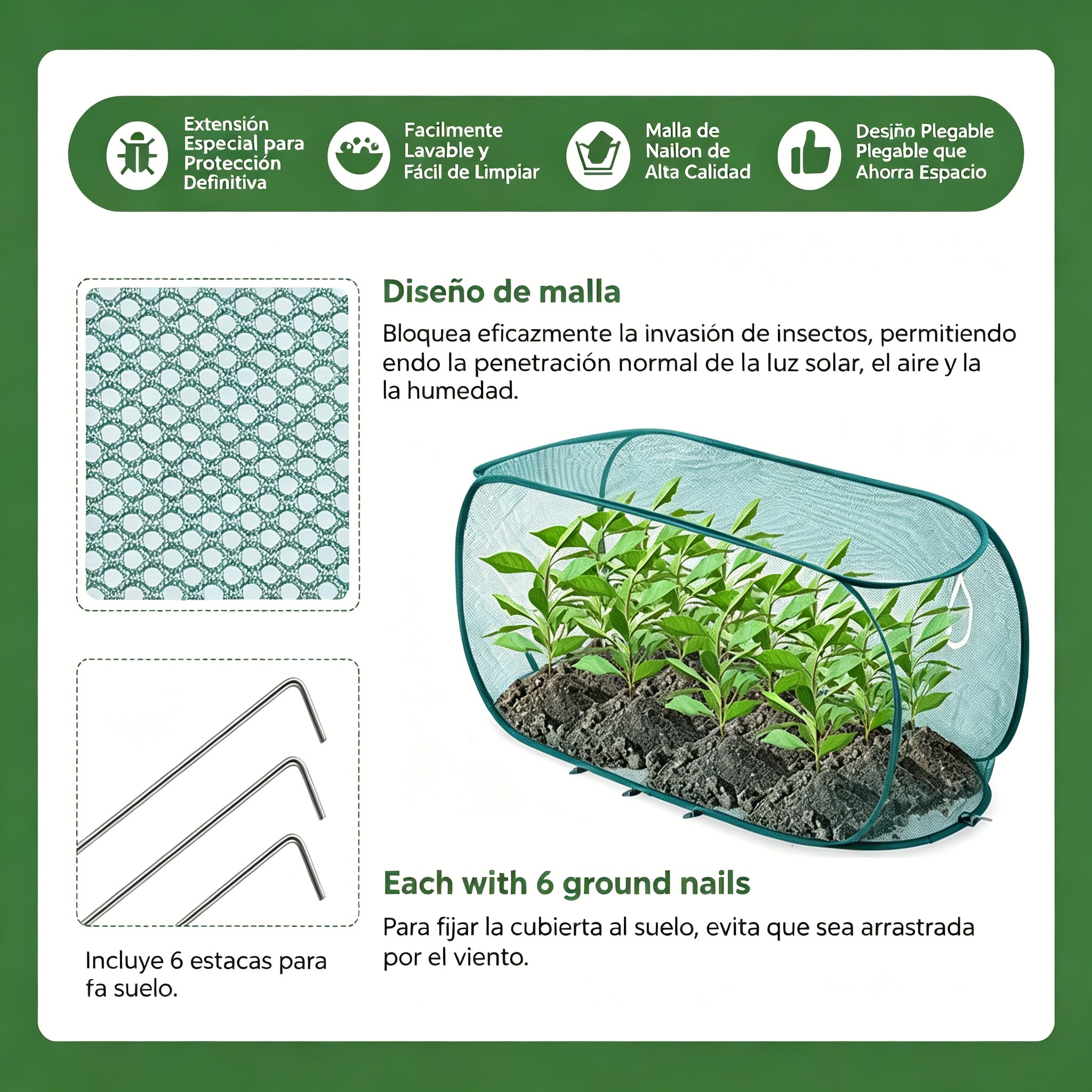 🌿☀️ Cubierta plegable de sombra para plantas – protección UV, malla anti-insectos y anti-pájaros para huerto, tejido transpirable y montaje sencillo 🛡️