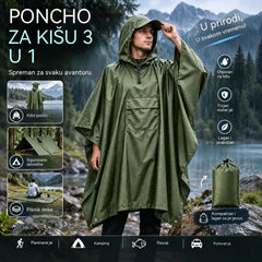 🏕️ 3-u-1 višenamjenska kabanica | Vodootporna kabanica + šator + podloga | Za planinarenje i kampiranje 🌧️