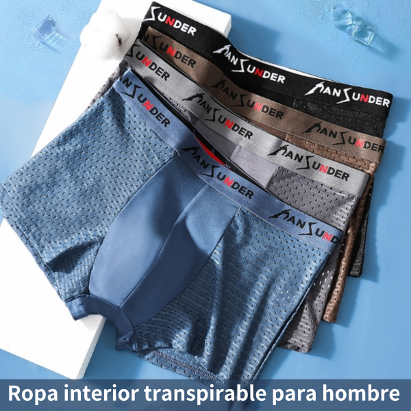 🔥🔥【Juego de 4 piezas】Calzoncillos bóxer elásticos de malla transpirable y cómodos para hombre
