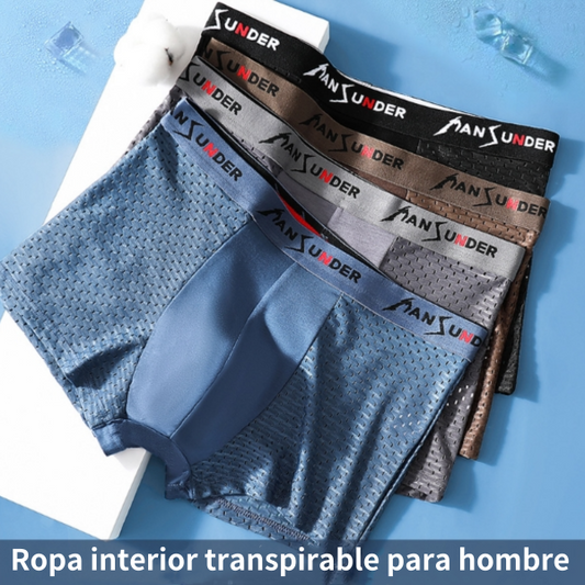 🔥🔥【Juego de 4 piezas】Calzoncillos bóxer elásticos de malla transpirable y cómodos para hombre