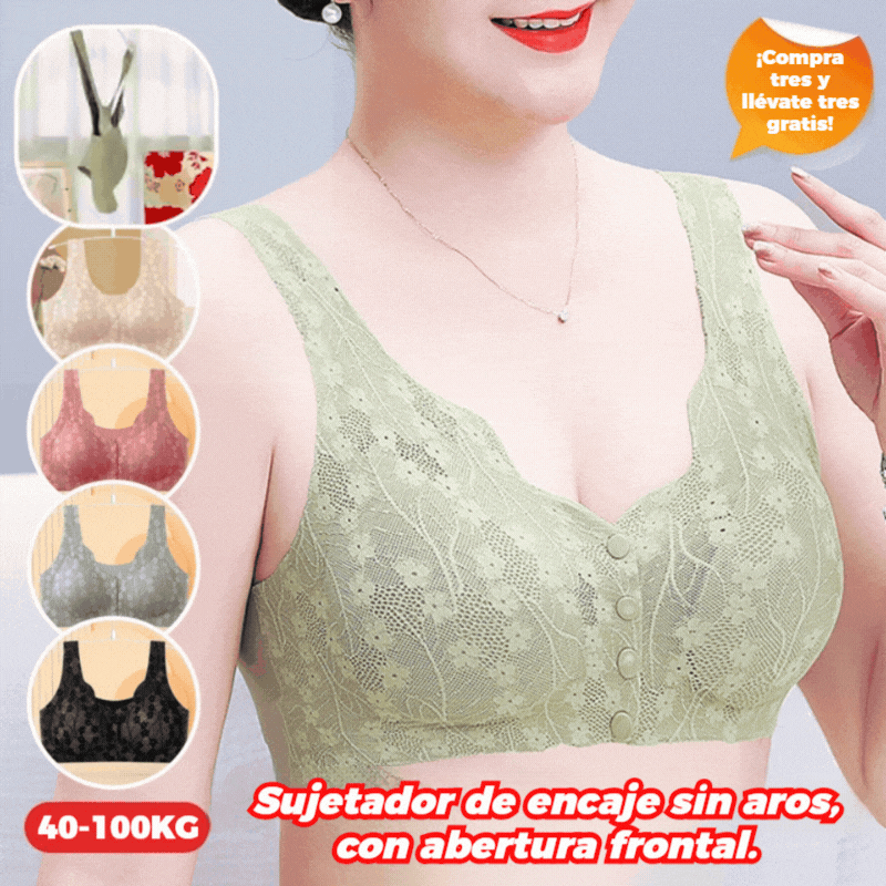 😍【Paquete de 5 Piezas】Sujetador Inalámbrico para Mujer con Botón Frontal ❤️【40-100kg】