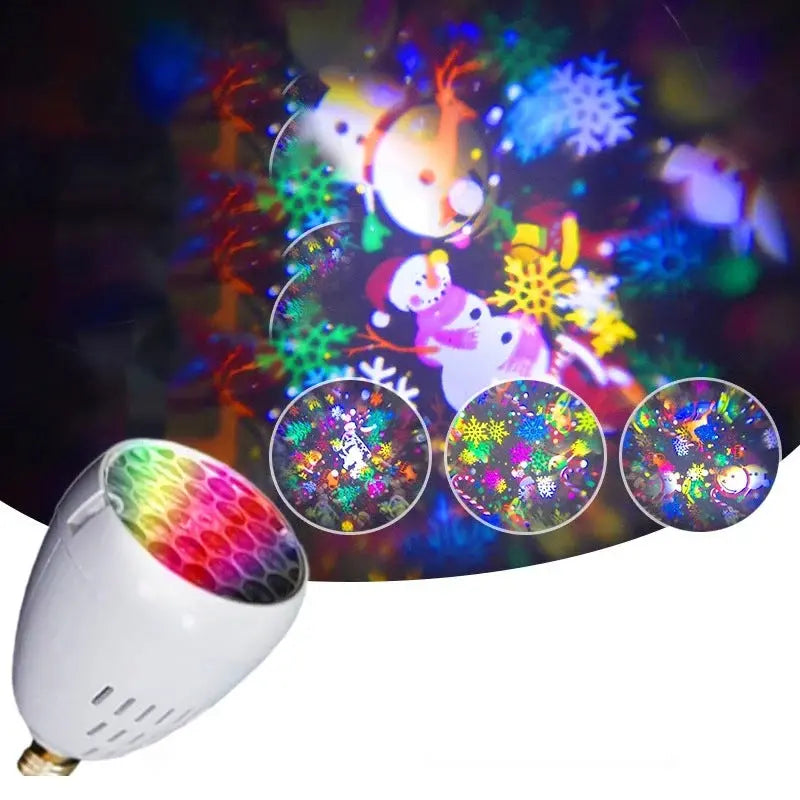 🎅Lámpara de proyección navideña giratoria E27 | 16 imágenes para fiestas✨