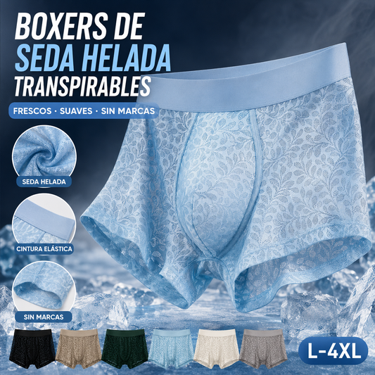 🔥【L-4XL】Ropa interior de malla de seda helada para hombre, tallas grandes, transpirable.