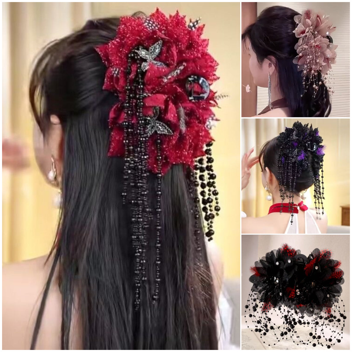 🔥✨【Compre uno y llévese otro gratis】【🌺2026 nuevos accesorios para el cabello】Pasador de pelo con cuentas de encaje floral