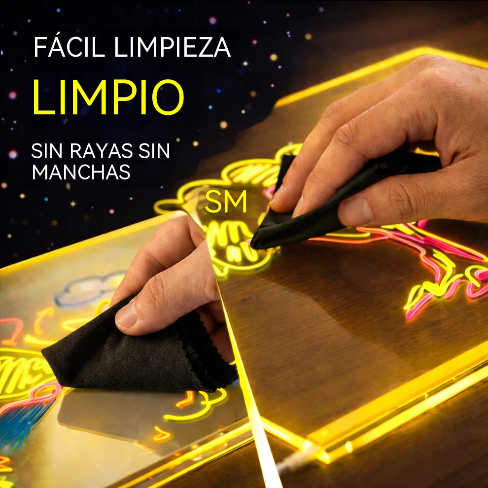 Pizarra fluorescente acrílica borrable para niños, ideal para hacer grafitis.