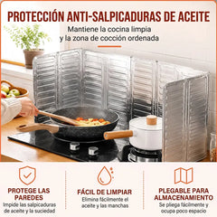 🛡️【¡Compre uno y obtenga uno gratis!】🔥 Protector antisalpicaduras de aluminio para cocina – Bloquea eficazmente la grasa, resistente a altas temperaturas y fácil de limpiar 🍳
