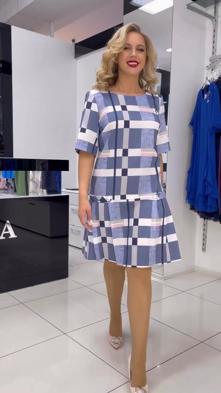 👗【S-5XL】Nuevo vestido elegante a cuadros multicolor 2025