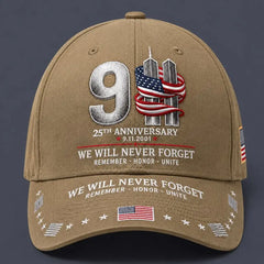Gorra de béisbol conmemorativa del 25.º aniversario del 11-S: Nunca olvidaremos – Gorra conmemorativa patriótica unisex 🧢