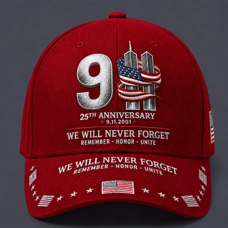 Gorra de béisbol conmemorativa del 25.º aniversario del 11-S: Nunca olvidaremos – Gorra conmemorativa patriótica unisex 🧢