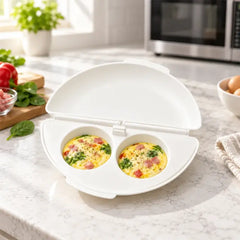 🍳【2 unidades】✨ Molde para Cocinar Huevos en Microondas – Diseño Desmontable de Doble Compartimento, Material Antiadherente de Grado Alimenticio, Ideal para Huevos Poché y Fritos, la Opción Rápida para el Desayuno 🥚
