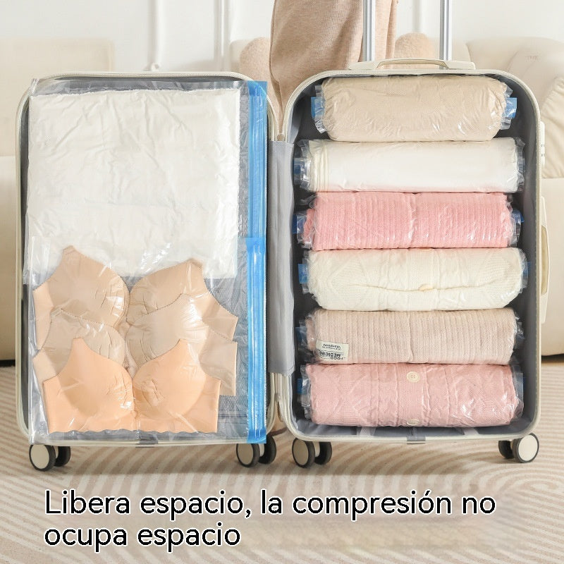 🧳【Juego de 10 piezas】💨 Bolsa de almacenamiento al vacío grande y compresible: no requiere bomba, es a prueba de fugas e ideal para ahorrar espacio en maletas y en casa ✈️