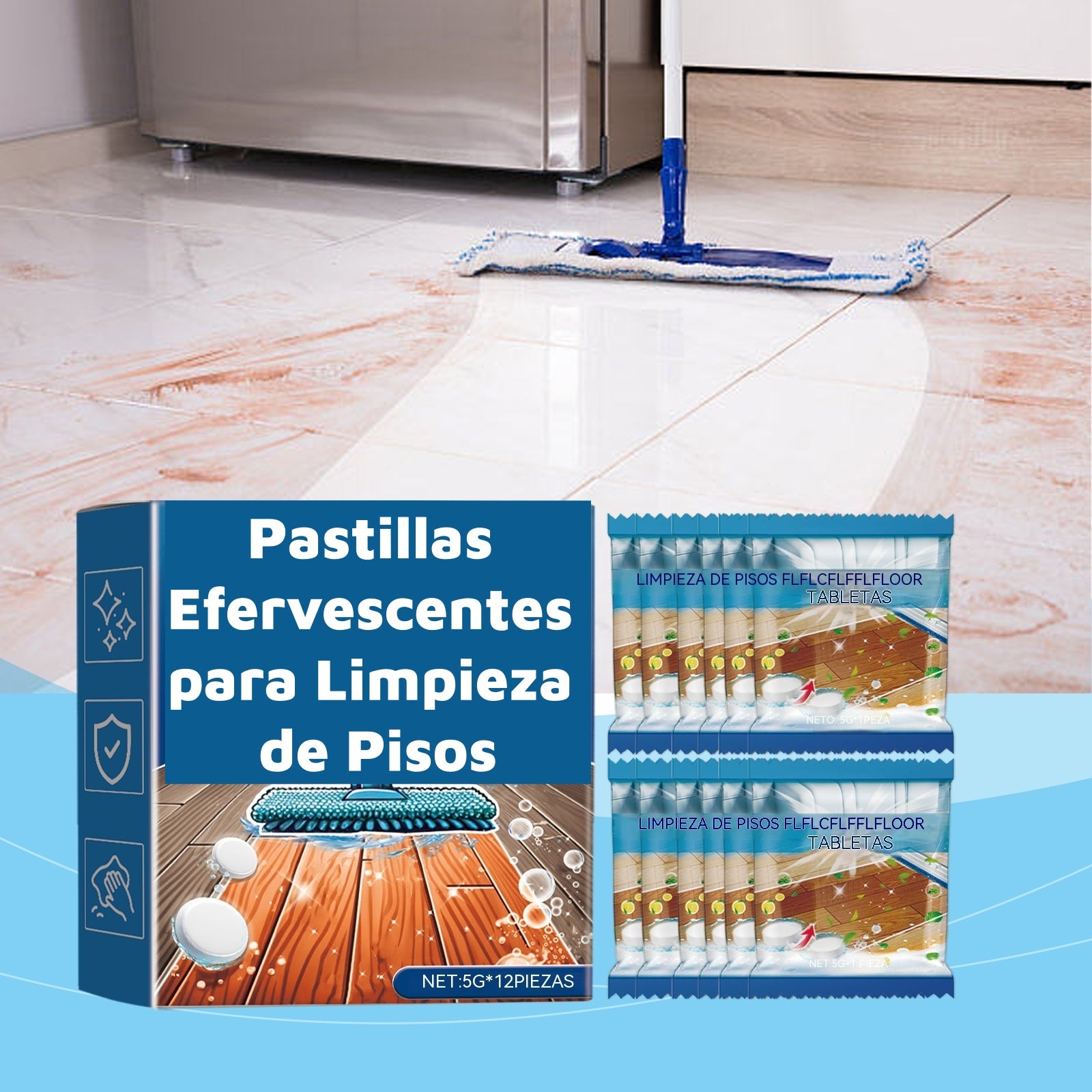 ✨【Compra uno y llévate otro gratis】Pastillas efervescentes para limpiar suelos: eliminan manchas, incrustaciones, dan brillo y abrillantan.