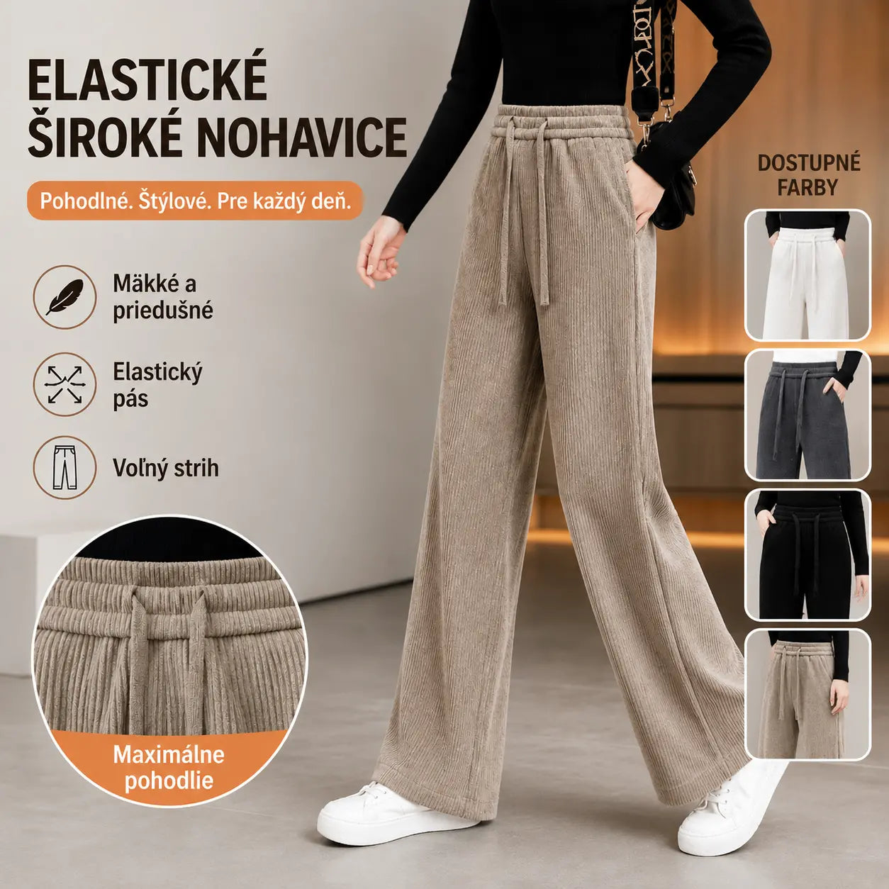 🔥【M-3XL】【40-110KG】👖Nové dámske elastické voľné nohavice