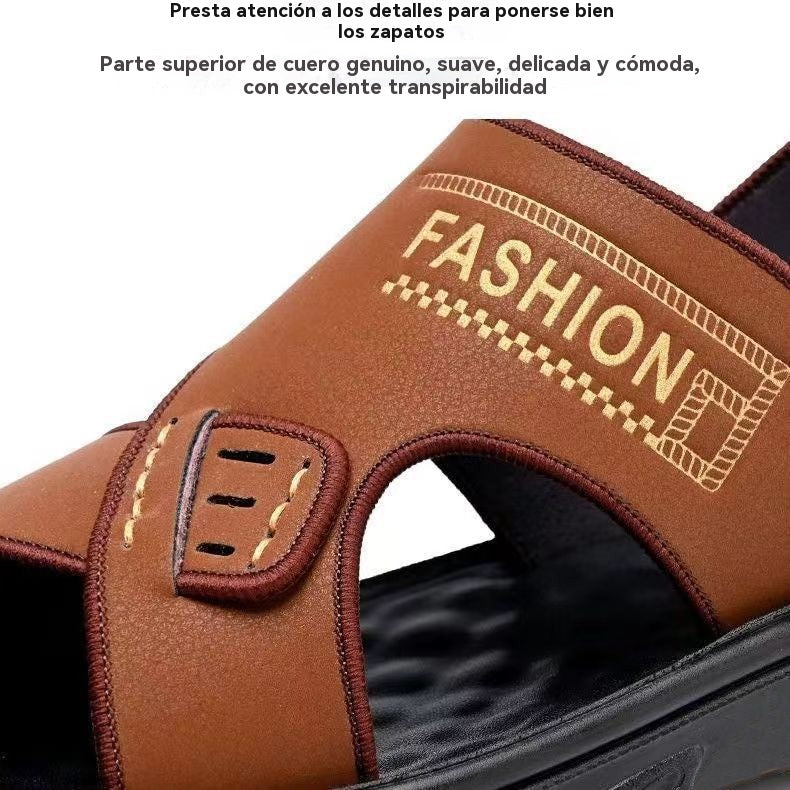 🐂【Compra 1 y llévate 1 gratis】【38-47】Nuevas sandalias de playa de cuero con suela gruesa para hombre