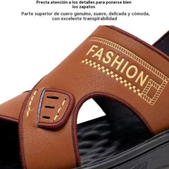 🐂【38-47】Nuevas sandalias de playa de cuero con suela gruesa para hombre
