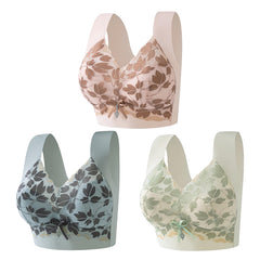 💖【paquete de 3】1 juego 28 euros🥰Sujetador de encaje talla grande M-4XL, sin aro de acero, espalda deslumbrante, sexy y transpirable, sin costuras, 【40-100 kg】