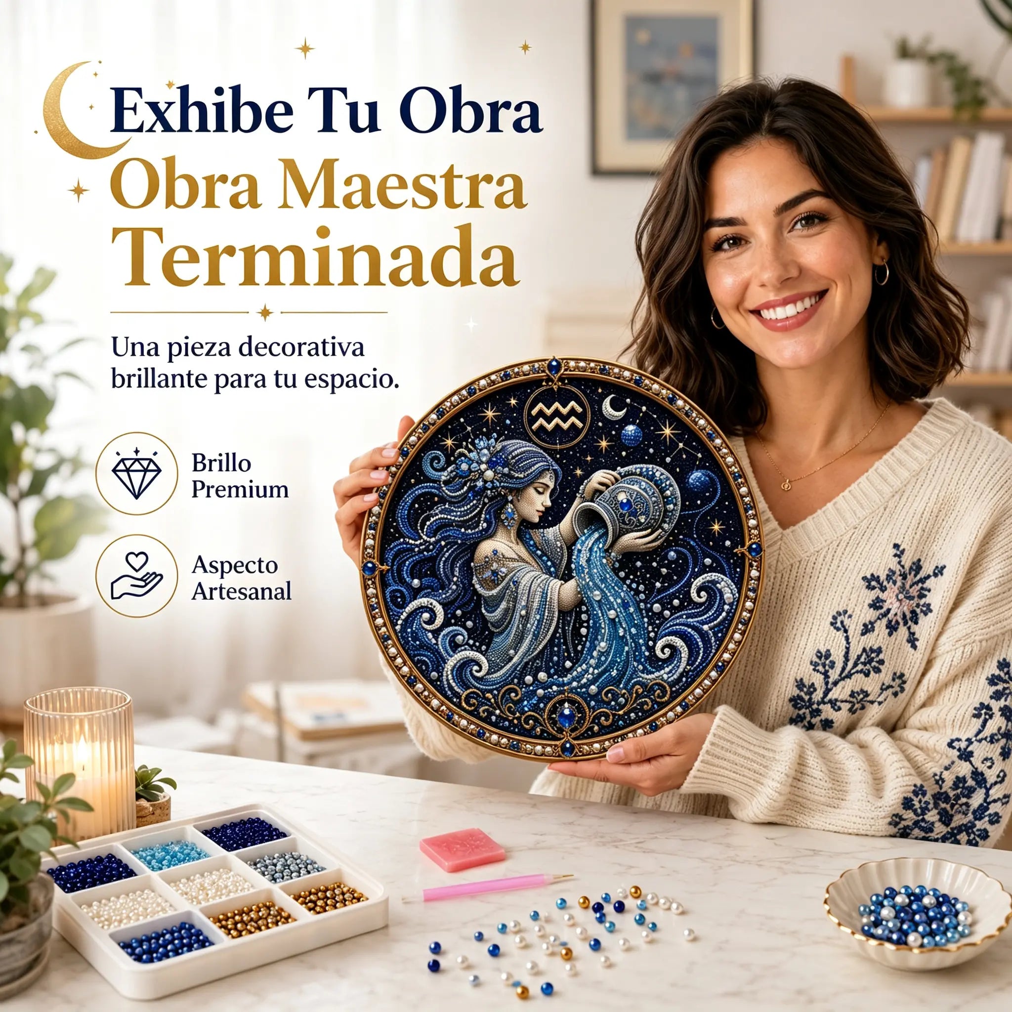 🌙 ¡Magia en tu pared! Lujoso kit de diamantismo 3D de constelaciones, para crear un ambiente mágico en tu hogar 🔮