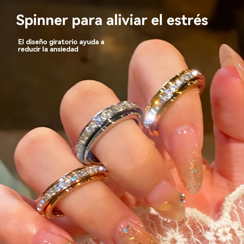 🔥Anillo giratorio Rotation Bar en acero de titanio con circonita