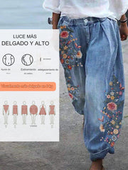 👖【S-5XL】Vaqueros estampados de moda para mujer, bombachos