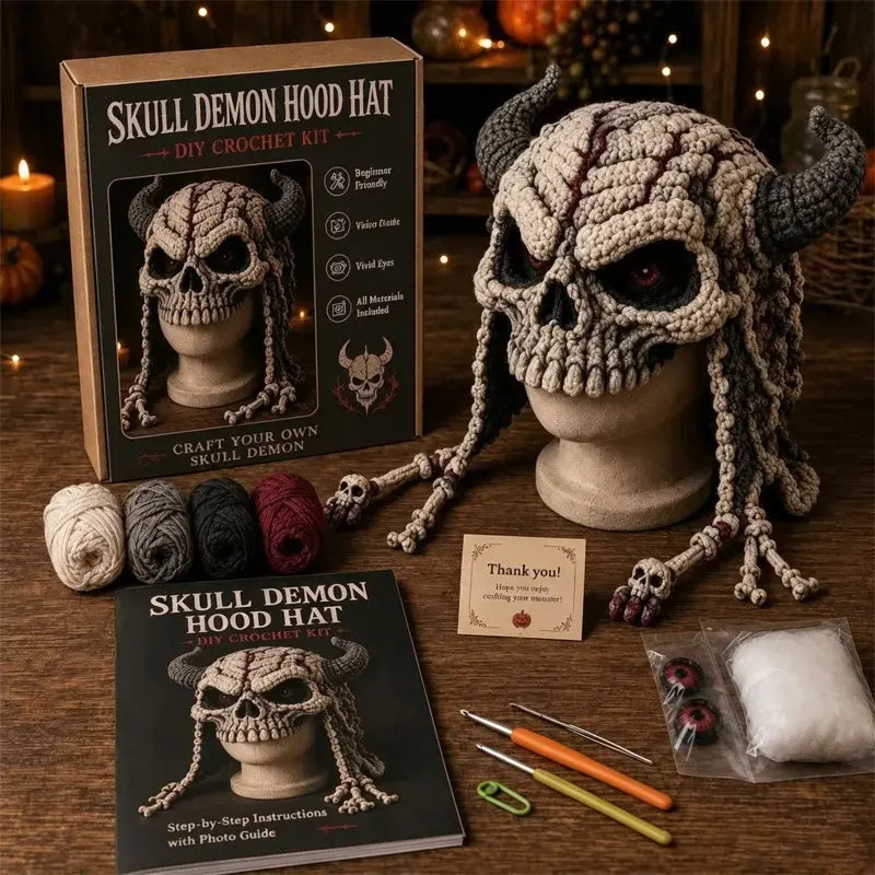 ✨🧶 Kit de Crochet DIY: Gorro con Capucha de Fantasía – Teje tu Estilo Mágico 🧝‍♀️✨