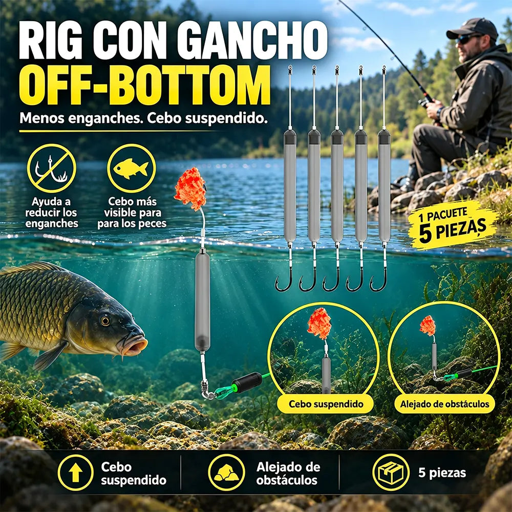 🎣 Bajo Antienganche con Anzuelos Montados – Kit Listo para Pescar | Acero al Carbono 🐟