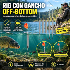 🎣 Bajo Antienganche con Anzuelos Montados – Kit Listo para Pescar | Acero al Carbono 🐟
