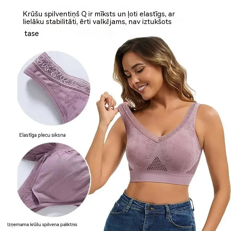 😍❤️40–120 kg [3 gab. komplekts] ✨ Sieviešu mežģīņu krūšturis ar augstu atbalstu un bez stīpiņām
