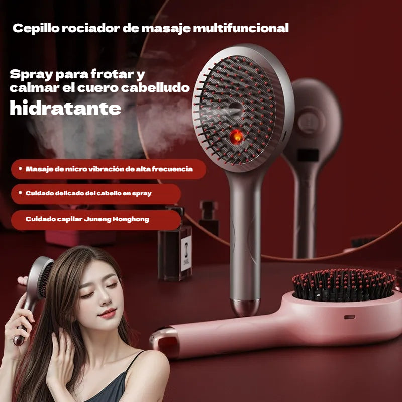 💆‍♀️Peine de masaje con spray que relaja el cuero cabelludo, peine de masaje para peinar y cuidar el cabello en casa con masaje vibratorio.