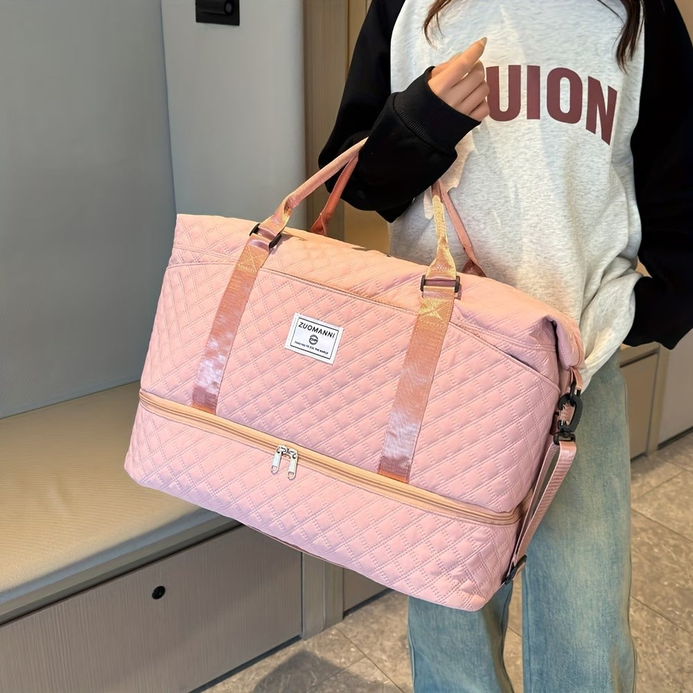 🔥【¡Oferta por tiempo limitado!】🔥Elegante bolsa de viaje de gran capacidad con diseño de separación para uso húmedo y seco, adecuada para yoga y fitness.