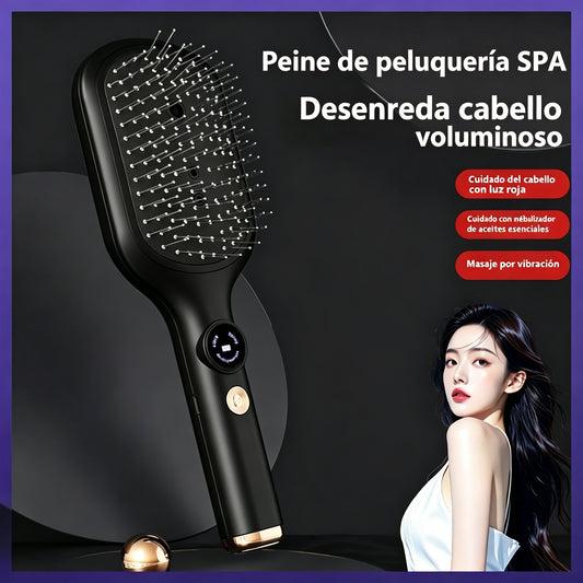 💆‍♀️Peine de masaje con spray relajante para cuero cabelludo – Masaje vibratorio para peinar y cuidar el cabello en casa🔄✨