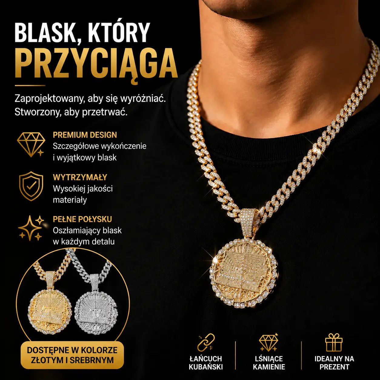 📢📢 50% zniżki! ✨ Lśniący wisiorek na łańcuszku w stylu kubańskim | Natychmiast odśwież swój styl 💎