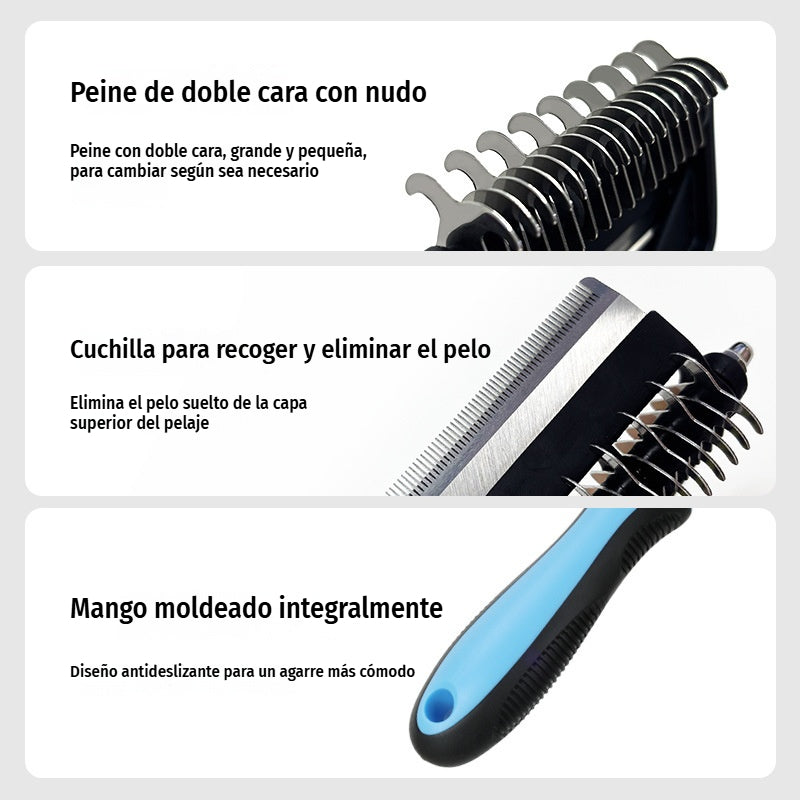 🐶🐱 Herramienta plegable 3 en 1 para eliminar y limpiar el pelo de las mascotas