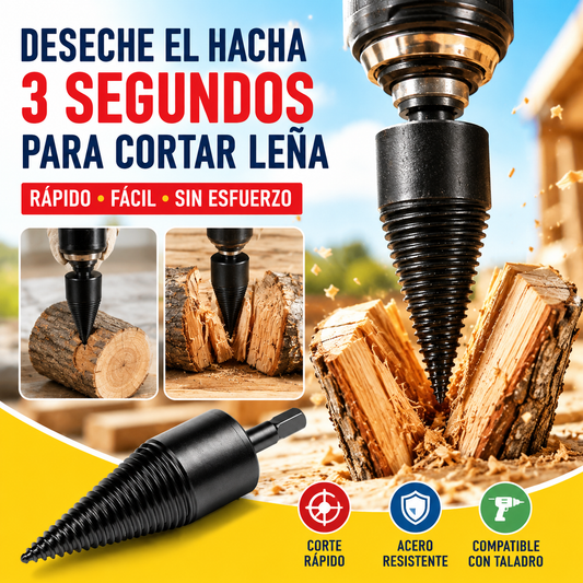 🔥【32 mm broca divisora de leña + 3 tipos de vástago】⚙️ Broca divisora de leña eléctrica de acero reforzado, potente y sin esfuerzo