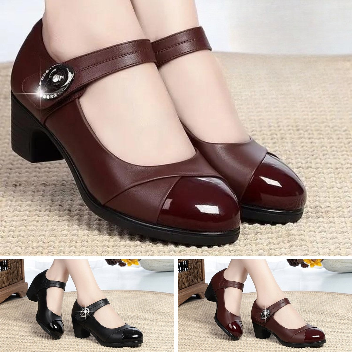 💕【35-42】Zapatos de cuero genuino con punta redonda y suela suave para mujer