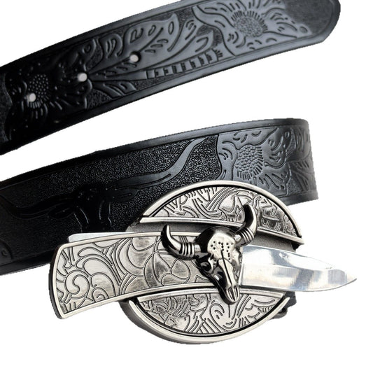 🆒🎁Oferta especial por tiempo limitado👍Cinturón para hombre con diseño en relieve y cuchillo incorporado